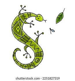 Lizard character, jungle animal. Chameleon isolated for your design. Vector illustration