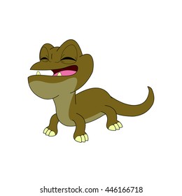 lizard character with oblique view and closed eye