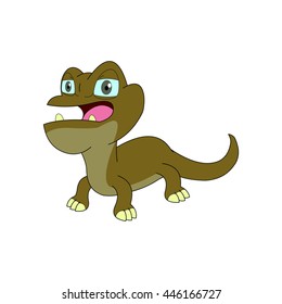 lizard character with oblique view and open mouth