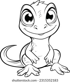 Lizard, colouring book for kids, vector illustration