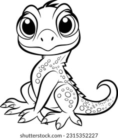 Lizard, colouring book for kids, vector illustration