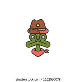 lizard cowboy colored icon. Element of wild west icon for mobile concept and web apps. Cartoon lizard cowboy icon can be used for web and mobile