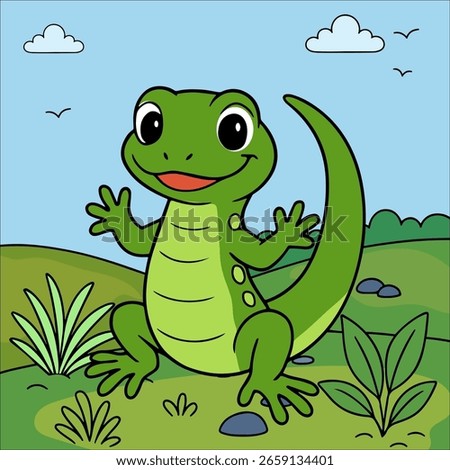 Lizard Cute Animal Children coloring page