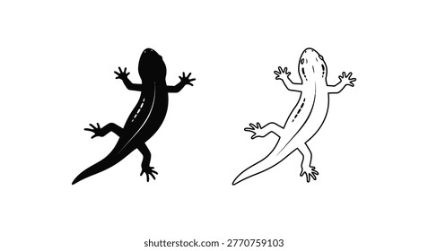 Lizard Design Icons: Unique Black Skink Illustrations Vector