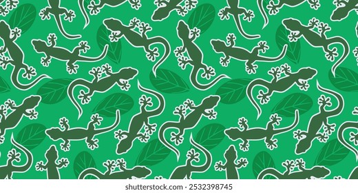 lizard design, seamless pattern for decorating all fashion designs, fabrics, wallpapers and prints. on a green background