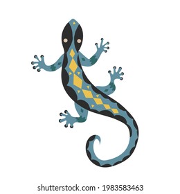 A lizard with ethnic patterns on a white background. Isolated design element on a white background. EPS10