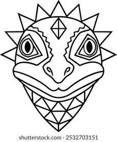 Lizard Face with Triangular Mandala Shapes Along the Body | Unique Animal Mandala Art

