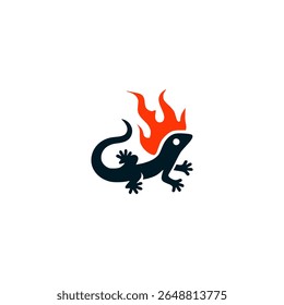 lagarto com empresa de fogo logotipo vetor ilustração modelo design