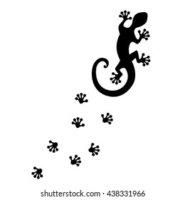 Lizard, gecko, footprint, silhouette, vector