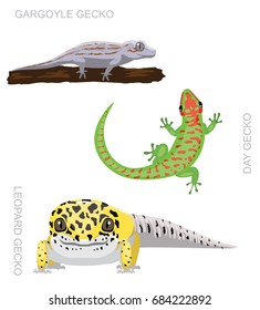 Lizard Gecko Set Cartoon Vector Illustration