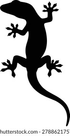 Lizard gecko silhouette icon crawling upward isolated on plain white background for tropical wildlife and exotic pet commercial design