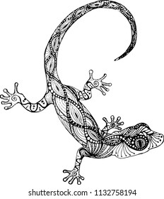 
lizard gecko in the style of zentangle