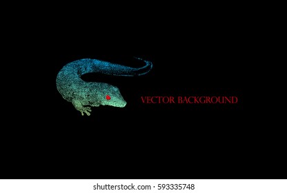 Lizard gecko vector illustration. Figure spots, isolated on black background.