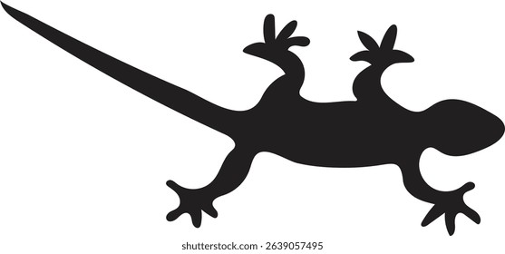 Lizard Graphic Art Silhouette in Black Vector Style Isolated on White Background
