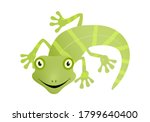 Lizard green gecko happy face vector illustration.
