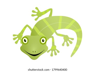 Lizard Green Gecko Happy Face Vector Illustration.