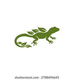 Lizard green leaves eco friendly vector illustration perfect for nature conservation brands or environmental logos