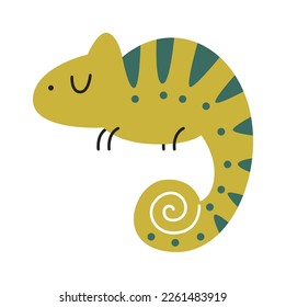 Lizard hand drawn abstract african animal flat icon. Vector illustration