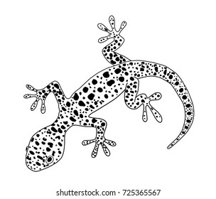 Lizard. Hand drawn doodle. Ethnic patterned illustration. Sketch tattoo.