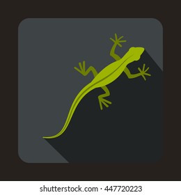 Lizard icon in flat style with long shadow. Reptiles symbol