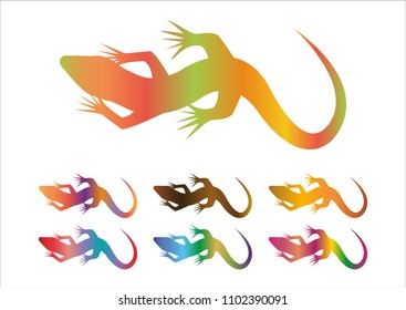Lizard icon, gradient silhouette on white background