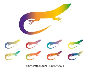 Lizard icon, gradient silhouette on white background