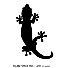 Icono de lagarto aislado en fondo blanco. Reptile, salamandra, silueta negra gecko para el logotipo, signo o plantilla de pictograma. Lizard stencil. Símbolo de camaleón monocromo. Ilustración vectorial de acciones