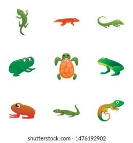 Lizard icon set. Cartoon set of 9 lizard vector icons for web design isolated on white background