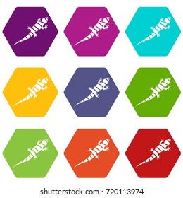 Lizard icon set many color hexahedron isolated on white vector illustration