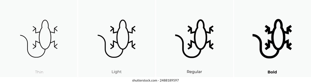 lizard icon. Thin, Light Regular And Bold style design isolated on white background