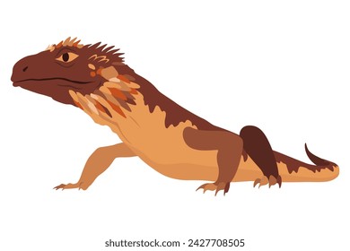 Icono de lagarto. Anfibio decorativo colorido tropical. Personaje de la fauna en la vida silvestre o zoológico. Criatura colorida de la vida salvaje aislada en ilustración vectorial blanca