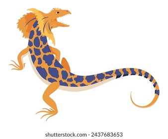 Icono de lagarto. Anfibio decorativo colorido tropical. Personaje de la fauna en la vida silvestre o zoológico. Criatura colorida de la vida salvaje aislada en ilustración vectorial blanca