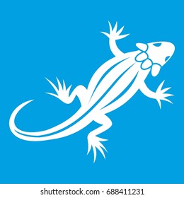 Lizard icon white isolated on blue background vector illustration