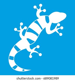 Lizard icon white isolated on blue background vector illustration