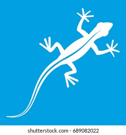 Lizard icon white isolated on blue background vector illustration