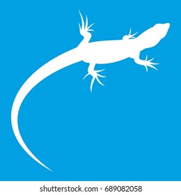 Lizard icon white isolated on blue background vector illustration