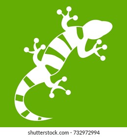 Lizard icon white isolated on green background. Vector illustration
