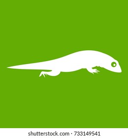 Lizard icon white isolated on green background. Vector illustration