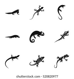 Lizard icons set. Simple illustration of 9 lizard vector icons for web