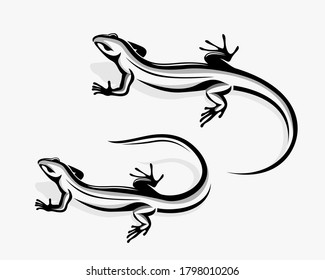 Lizard iguana drawing art logo symbol design illustration