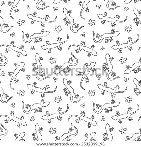 lizard line art, hand draw. seamless pattern for decorating all fashion designs, fabrics, wallpapers and prints. on a white background
