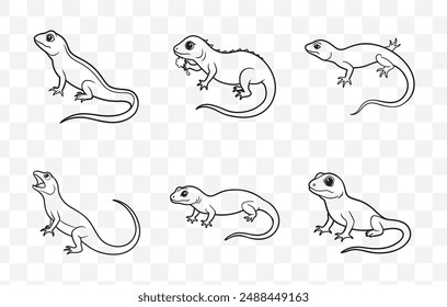 Lizard Line Art Vector Set Collection of Intricate and Unique Designs for Creative Projects