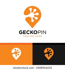 Lizard Logo. Gecko Logo. Chameleon Logo. With Location symbol in the background. Simple and Modern. Vector illustration