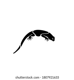 Lizard logo. Silhouette of a lizard on a white background. Reptilian predator sign