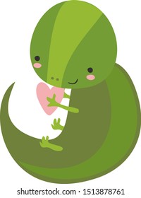 Lizard in love, illustration, vector on white background.
