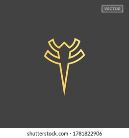 Lizard luxury logo with clean golden line. Logo design creative geometric initial with letters T.