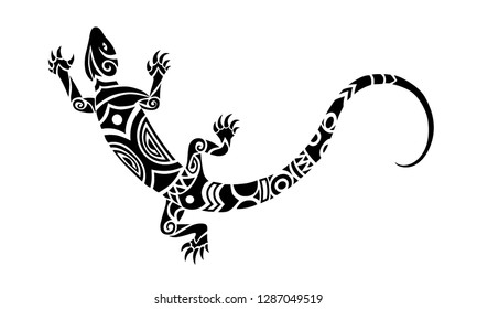 Lizard Maori Style. Tattoo Sketch