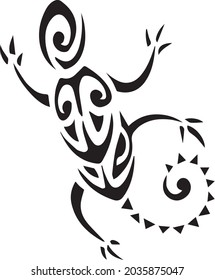 Lizard Maori style. Tattoo tribal sketch.  Vector illustration design Lizard, symbol logo icon.