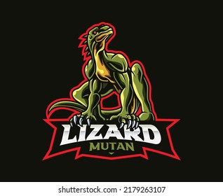 Lizard mascot logo design. Lizard man vector illustration. Logo illustration for mascot or symbol and identity, emblem sports or e-sports gaming team