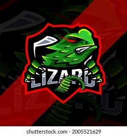Lizard mascot logo esport template design